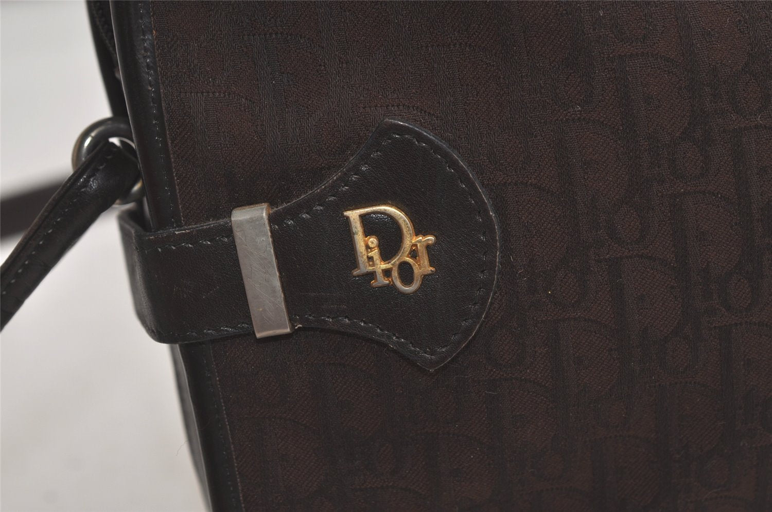 Authentic Christian Dior Trotter Shoulder Cross Bag Canvas Leather Brown 6265K