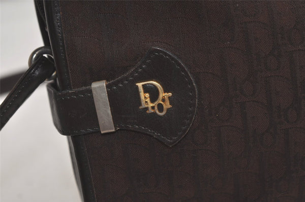 Authentic Christian Dior Trotter Shoulder Cross Bag Canvas Leather Brown 6265K