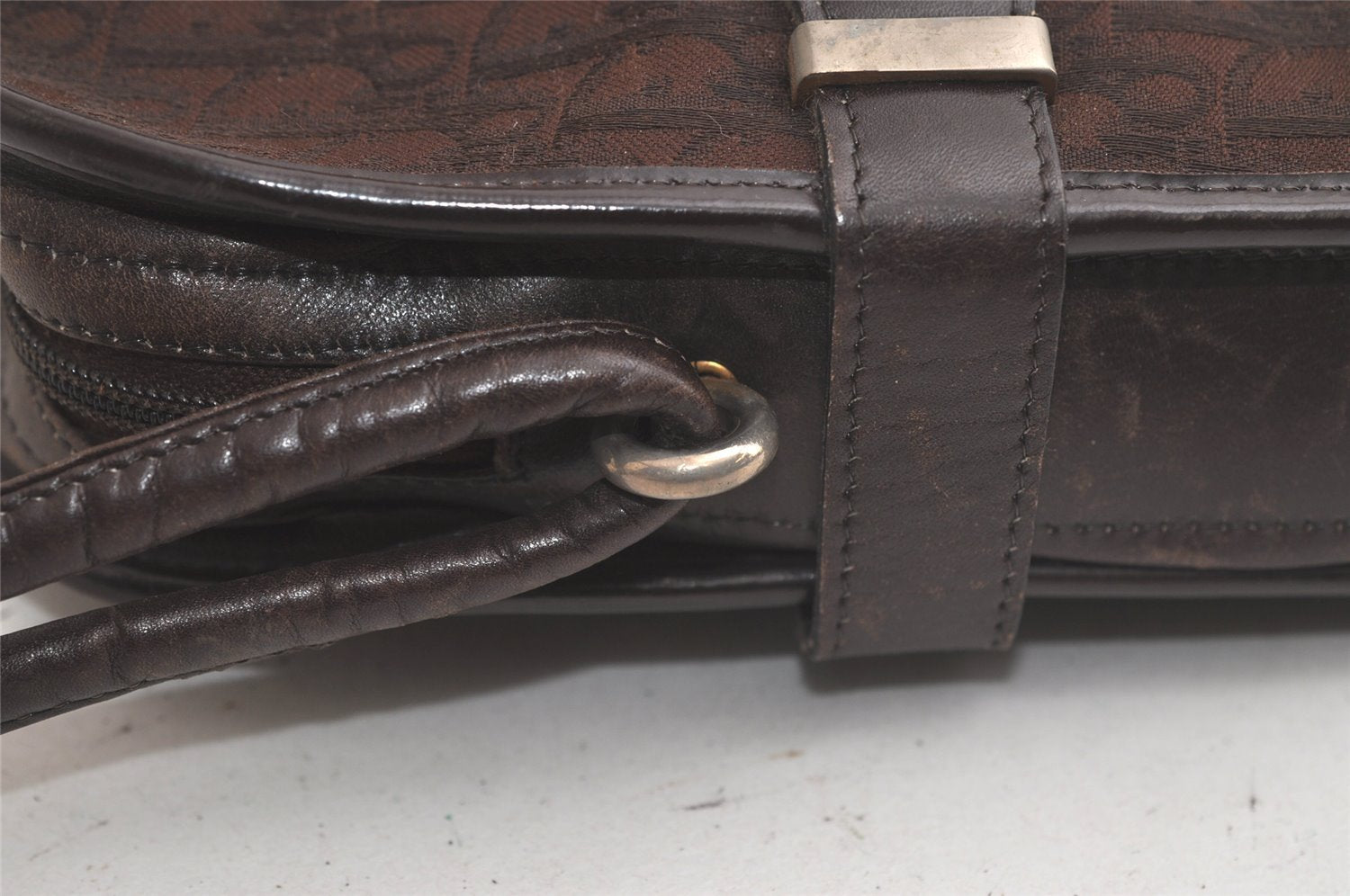 Authentic Christian Dior Trotter Shoulder Cross Bag Canvas Leather Brown 6265K