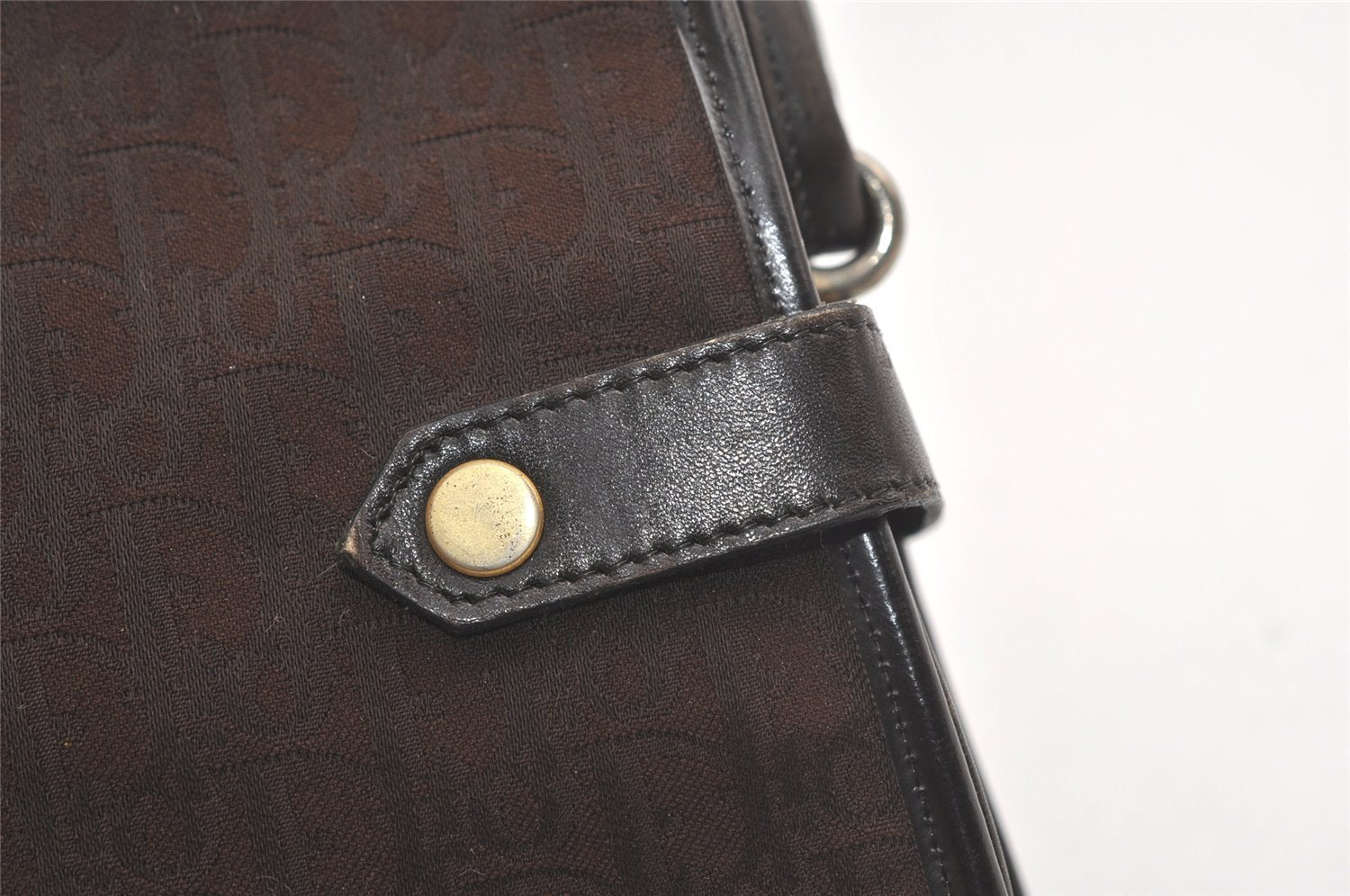 Authentic Christian Dior Trotter Shoulder Cross Bag Canvas Leather Brown 6265K