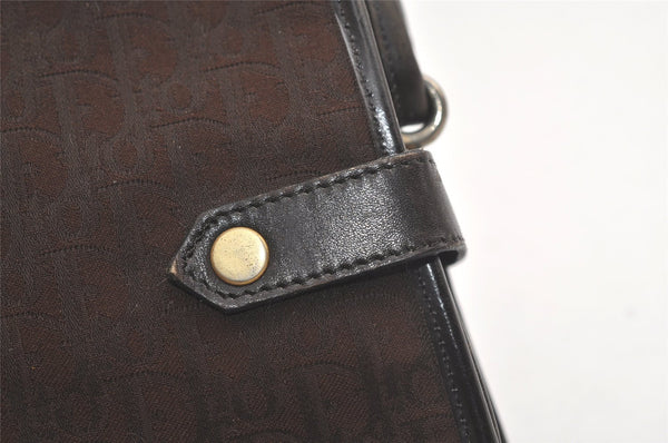 Authentic Christian Dior Trotter Shoulder Cross Bag Canvas Leather Brown 6265K
