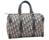 Authentic Christian Dior Trotter Hand Boston Bag Purse Canvas Blue CD 6266K