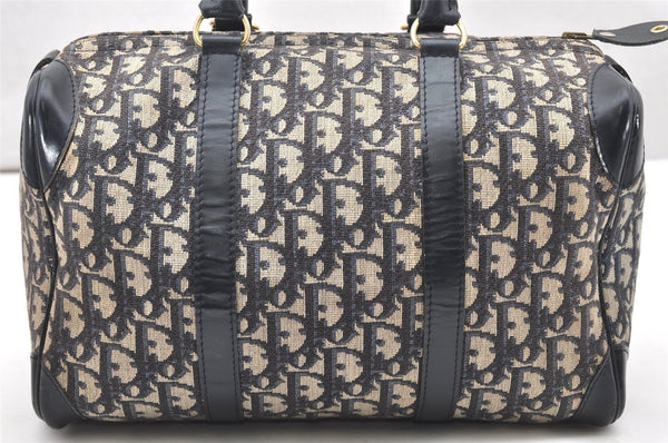 Authentic Christian Dior Trotter Hand Boston Bag Purse Canvas Blue CD 6266K