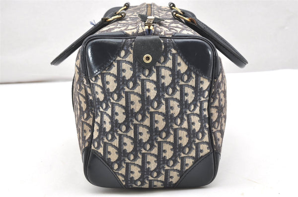 Authentic Christian Dior Trotter Hand Boston Bag Purse Canvas Blue CD 6266K