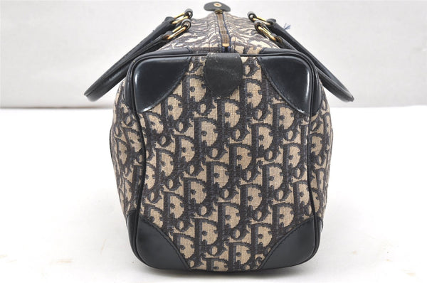 Authentic Christian Dior Trotter Hand Boston Bag Purse Canvas Blue CD 6266K