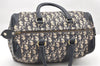 Authentic Christian Dior Trotter Hand Boston Bag Purse Canvas Blue CD 6266K