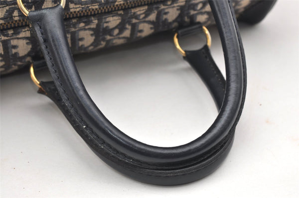 Authentic Christian Dior Trotter Hand Boston Bag Purse Canvas Blue CD 6266K