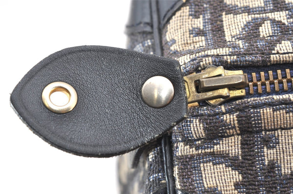 Authentic Christian Dior Trotter Hand Boston Bag Purse Canvas Blue CD 6266K