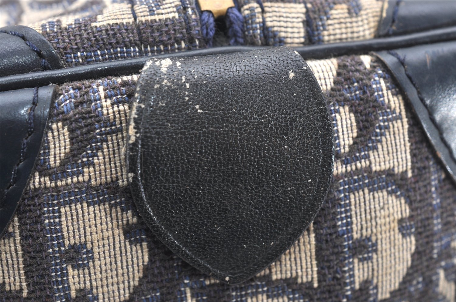 Authentic Christian Dior Trotter Hand Boston Bag Purse Canvas Blue CD 6266K