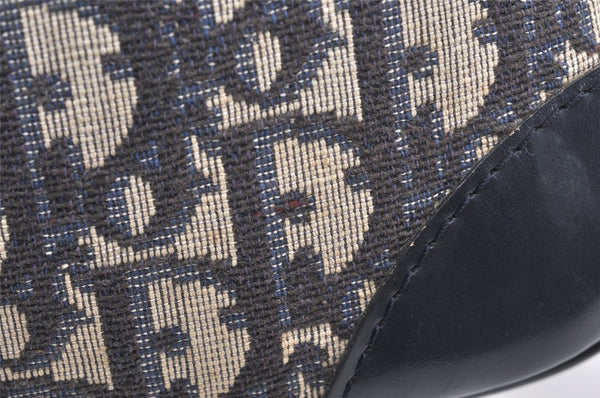 Authentic Christian Dior Trotter Hand Boston Bag Purse Canvas Blue CD 6266K