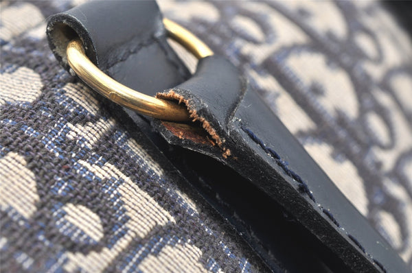 Authentic Christian Dior Trotter Hand Boston Bag Purse Canvas Blue CD 6266K