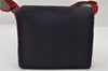 Authentic FENDI Shoulder Cross Body Bag Purse Unborn Calf Leather Red Navy 6268I