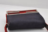 Authentic FENDI Shoulder Cross Body Bag Purse Unborn Calf Leather Red Navy 6268I