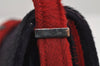 Authentic FENDI Shoulder Cross Body Bag Purse Unborn Calf Leather Red Navy 6268I