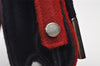 Authentic FENDI Shoulder Cross Body Bag Purse Unborn Calf Leather Red Navy 6268I