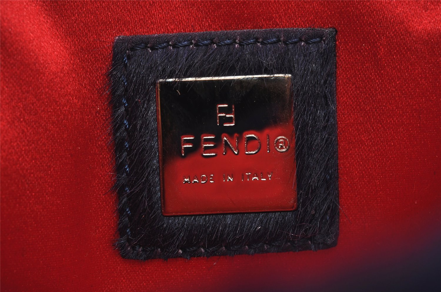 Authentic FENDI Shoulder Cross Body Bag Purse Unborn Calf Leather Red Navy 6268I