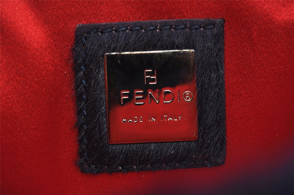 Authentic FENDI Shoulder Cross Body Bag Purse Unborn Calf Leather Red Navy 6268I