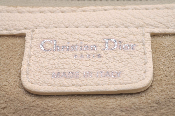 Authentic Christian Dior Vintage Shoulder Hand Tote Bag Leather White 6269I