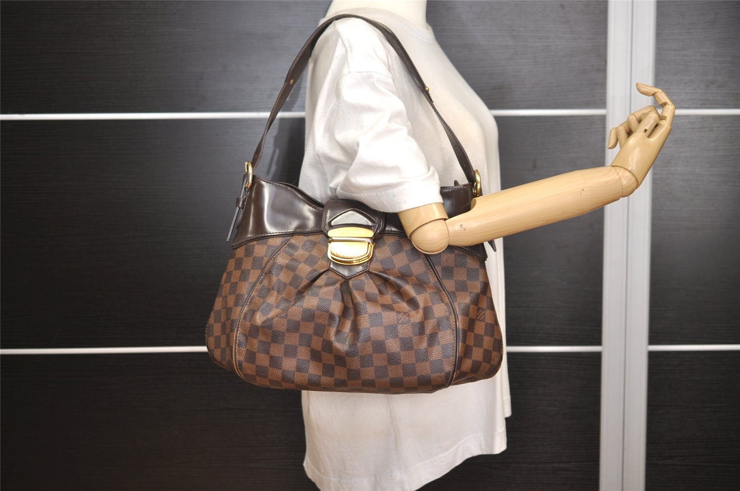 Authentic Louis Vuitton Damier Sistina MM Shoulder Hand Bag N41541 LV 6269J