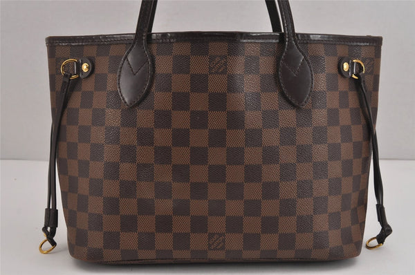 Authentic Louis Vuitton Damier Neverfull PM Shoulder Tote Bag N51109 LV 6270J