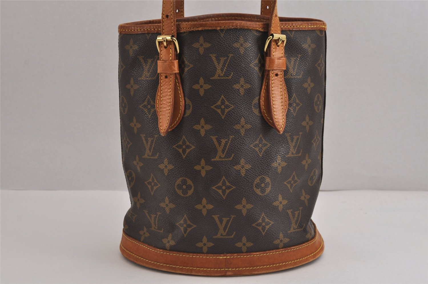 Authentic Louis Vuitton Monogram Bucket PM Shoulder Tote Bag M42238 LV 6271J