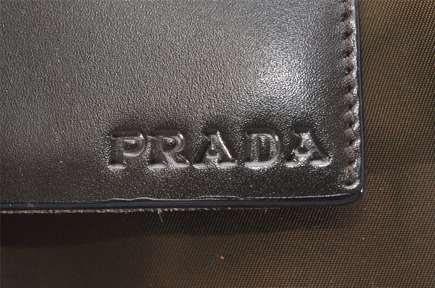 Authentic PRADA Nylon Tessuto Leather Shoulder Hand Bag Khaki Green 6274K