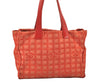 Authentic CHANEL New Travel Line Shoulder Tote Bag Nylon Leather Red 6275K