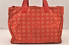 Authentic CHANEL New Travel Line Shoulder Tote Bag Nylon Leather Red 6275K