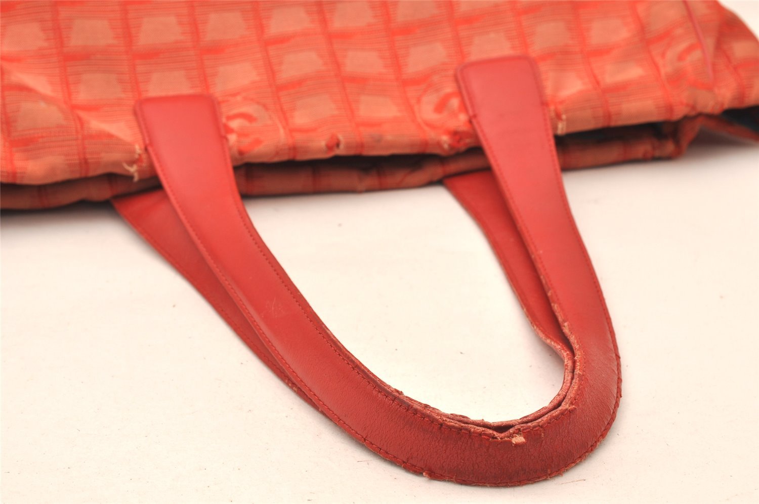 Authentic CHANEL New Travel Line Shoulder Tote Bag Nylon Leather Red 6275K