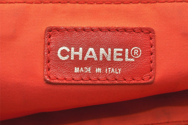Authentic CHANEL New Travel Line Shoulder Tote Bag Nylon Leather Red 6275K
