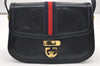 Authentic GUCCI Sherry Line Shoulder Cross Body Bag Leather Navy Blue 6276K