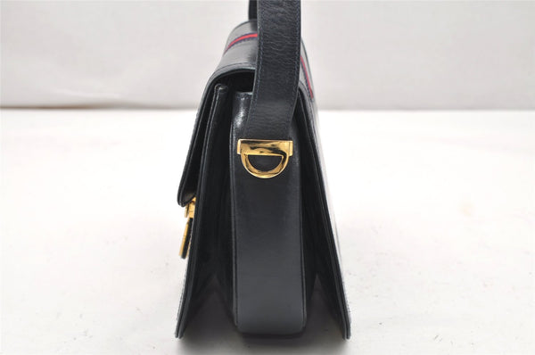 Authentic GUCCI Sherry Line Shoulder Cross Body Bag Leather Navy Blue 6276K