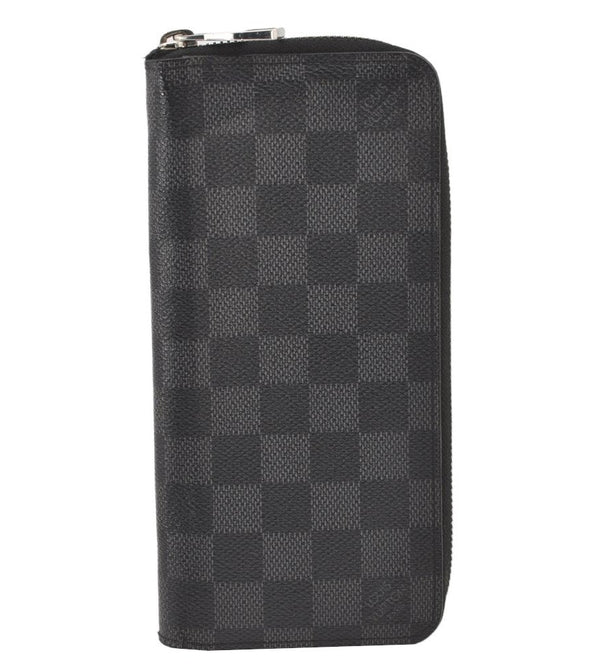 Authentic Louis Vuitton Damier Graphite Zippy Wallet Vertical N63095 LV 6277K