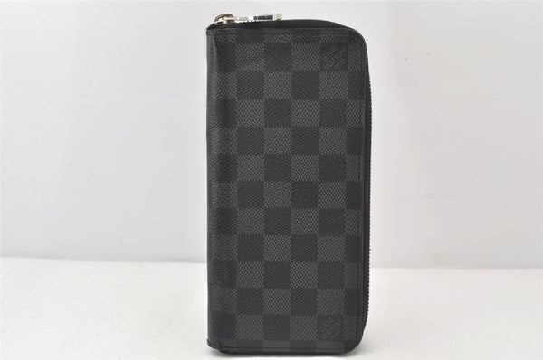 Authentic Louis Vuitton Damier Graphite Zippy Wallet Vertical N63095 LV 6277K