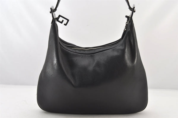 Authentic GUCCI Vintage Shoulder Bag Purse Leather 0013341 Black 6279K