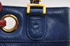 Authentic CHANEL Lamb Skin Bicolore CoCo Mark Chain Shoulder Bag Blue 6280I