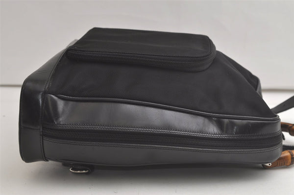 Authentic GUCCI Bamboo Shoulder Cross Bag Purse Nylon Leather Black 6284K