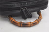 Authentic GUCCI Bamboo Shoulder Cross Bag Purse Nylon Leather Black 6284K