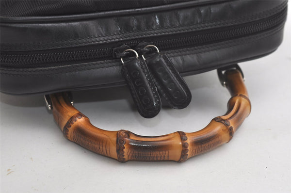 Authentic GUCCI Bamboo Shoulder Cross Bag Purse Nylon Leather Black 6284K