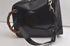 Authentic GUCCI Bamboo Shoulder Cross Bag Purse Nylon Leather Black 6284K