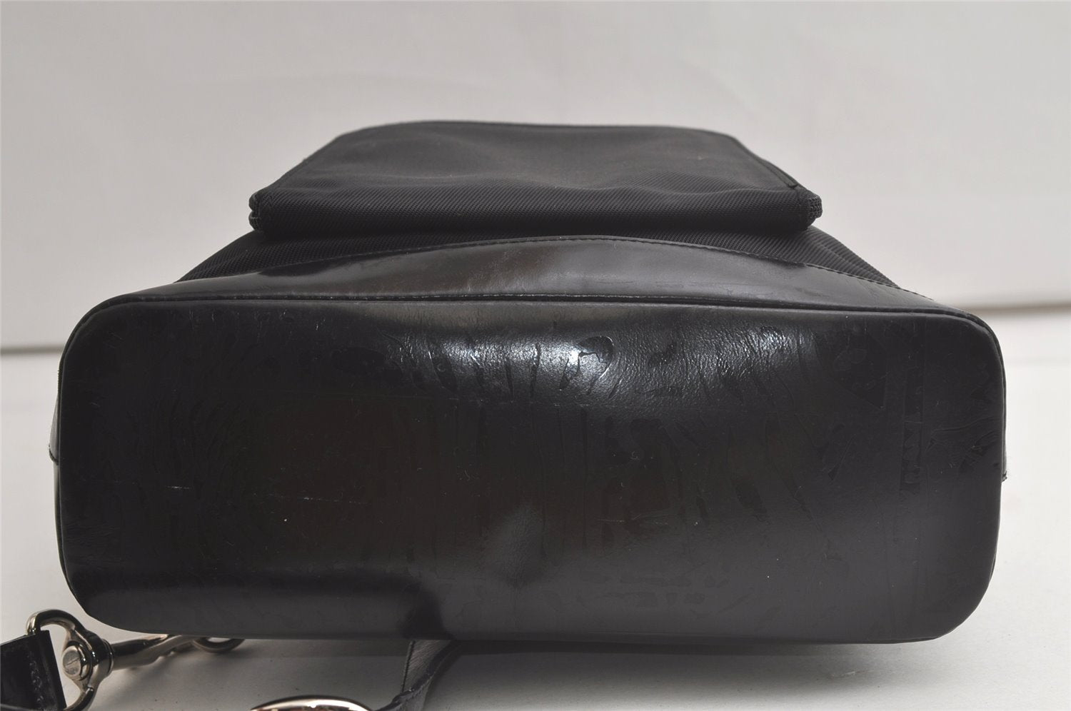 Authentic GUCCI Bamboo Shoulder Cross Bag Purse Nylon Leather Black 6284K