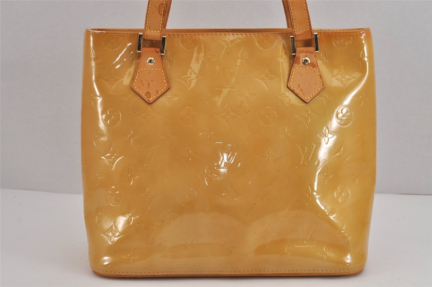 Authentic Louis Vuitton Vernis Houston Shoulder Hand Bag Yellow M91004 LV 6285J