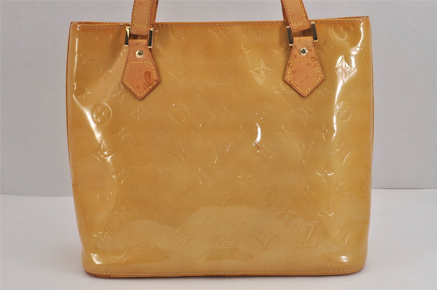 Authentic Louis Vuitton Vernis Houston Shoulder Hand Bag Yellow M91004 LV 6285J