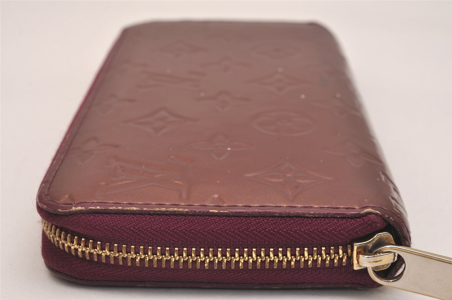 Authentic Louis Vuitton Vernis Zippy Wallet Long Purse Wine Red M91536 LV 6286J