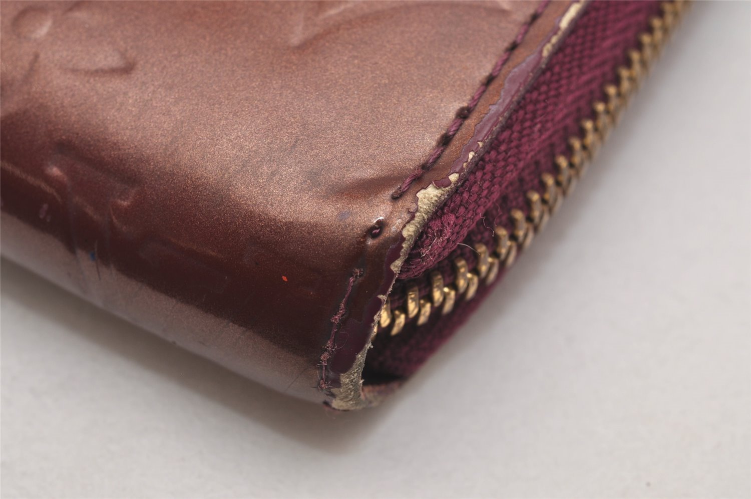 Authentic Louis Vuitton Vernis Zippy Wallet Long Purse Wine Red M91536 LV 6286J