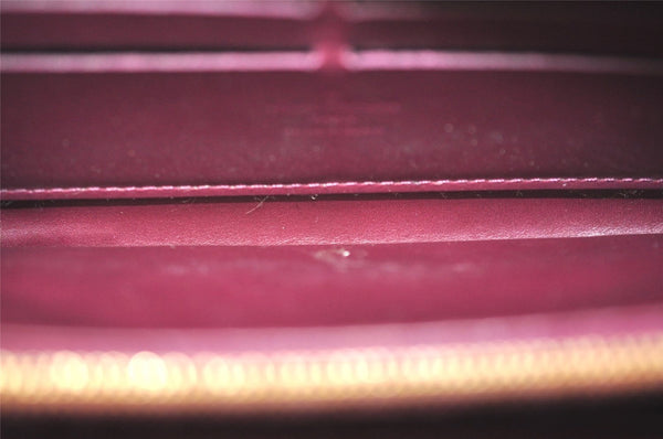 Authentic Louis Vuitton Vernis Zippy Wallet Long Purse Wine Red M91536 LV 6286J