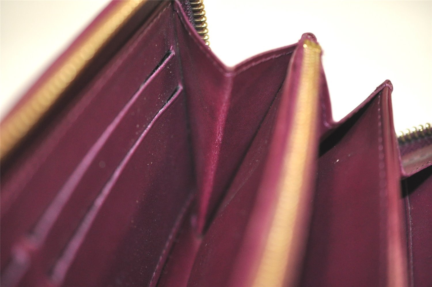 Authentic Louis Vuitton Vernis Zippy Wallet Long Purse Wine Red M91536 LV 6286J