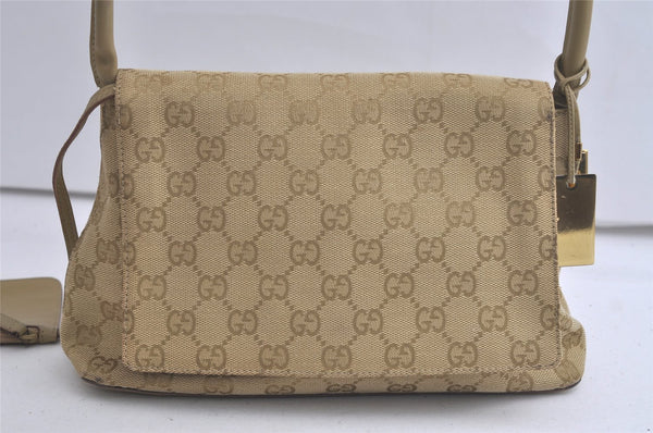 Authentic GUCCI Shoulder Hand Bag Purse GG Canvas Leather 90646 Beige 6286K