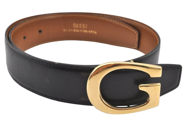 Authentic GUCCI Belt GG Leather Reversible Size 60cm 23.6" Black Brown 6287K