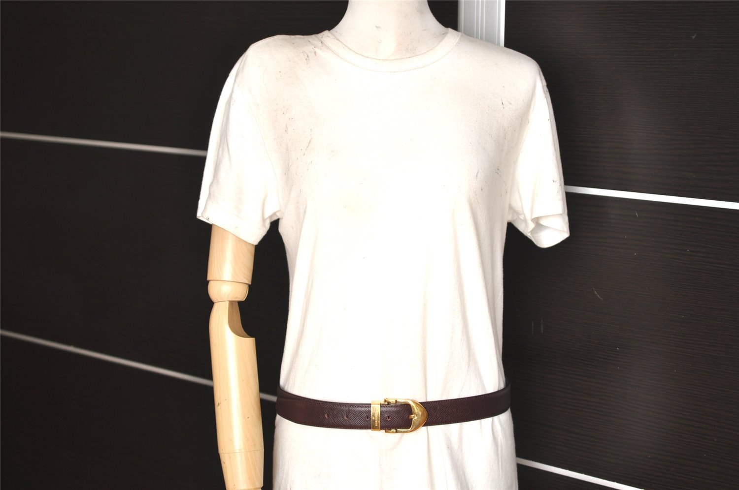 Auth Louis Vuitton Taiga Belt Ceinture 86-96cm 33.9-37.8